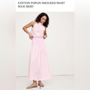 Banana Republic Cotton Poplin Smocked-Waist Maxi Skirt in Lilac Sea Size S NWT